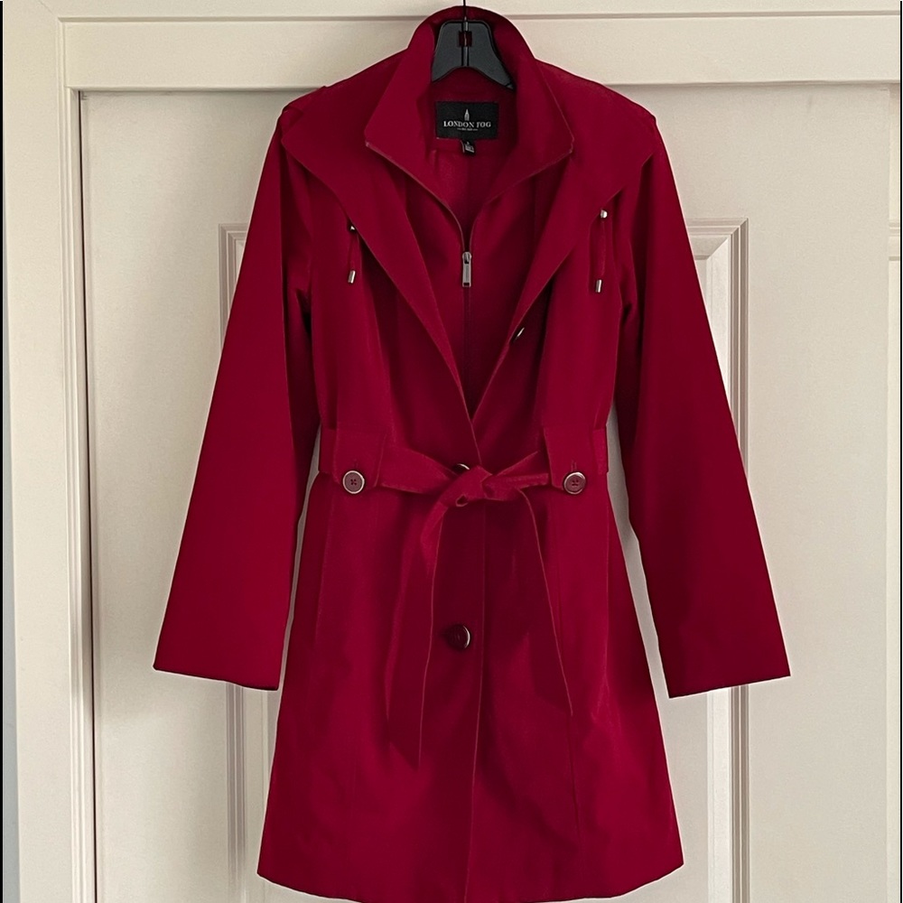SOLD London Fog Single Breasted Red Trench Small